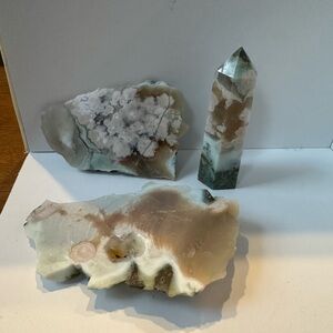 Green flower agate trio